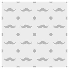 Happy Fathers Day background. Grey mustache and polka dot seamless pattern for print, digital paper, wallpaper, banner, social media.