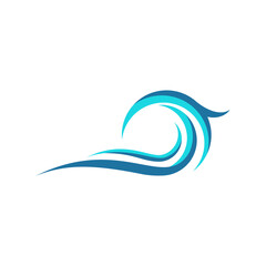 wave water logo, wind sphere logo symbol, circle wing icon, ocean blue waves splash logo symbol icon vector design