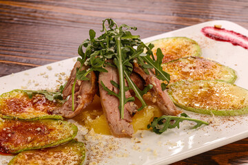 Baked Beef tongue with vegetables