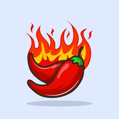 Vector illustration of chili pepper in fire