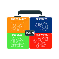 ISDN - Integrated Services Digital Network acronym. business concept background.  vector illustration concept with keywords and icons. lettering illustration with icons for web banner, flyer, landing 