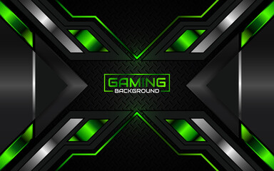 Abstract futuristic geometric green and red gaming background with modern esport shapes. Vector design template technology concept can use element game banner, sport poster, cyber wallpaper, web © Majri