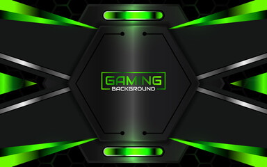 Abstract futuristic geometric green and red gaming background with modern esport shapes. Vector design template technology concept can use element game banner, sport poster, cyber wallpaper, web © Majri