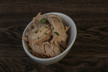 Herring butter spread in the bowl