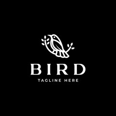 Bird Logo Template In Isolated Black Background Vector Illustration