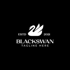 Swan Logo Template In Isolated Black Background Vector Illustration