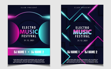 Night dance party music layout cover design template background with colorful dark blue glitters style. Light electro vector for music event concert disco, club invitation, festival poster, flyer