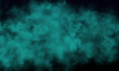 Fototapeta na wymiar teal fog or smoke on dark space background