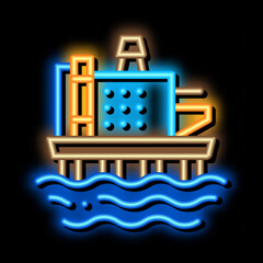 offshore gas station neon light sign vector. Glowing bright icon offshore gas station sign. transparent symbol illustration