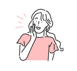 笑顔で呼びかける女性のイラスト素材