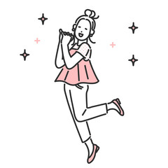 笑顔で喜ぶ女性のイラスト素材