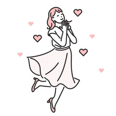 恋に落ちる女性のイラスト素材