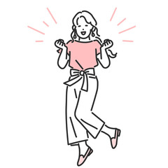 笑顔で喜ぶ女性のイラスト素材