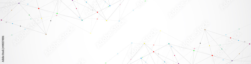 Fototapete website header or banner design with abstract geometric background and connecting dots and lines. gl