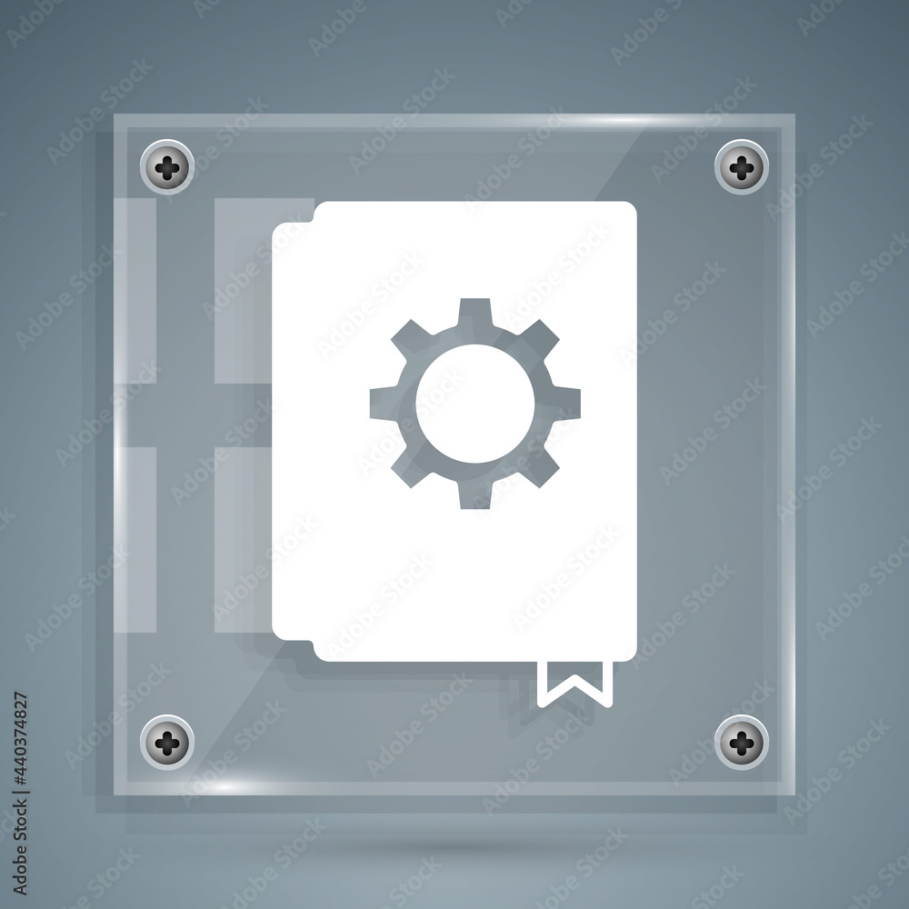 Poster white user manual icon isolated on grey background. user guide book. instruction sign. read before u