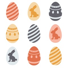 Easter eggs with Sweet and colorful decoration patterns on white background. Easter day vector illustration.