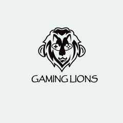 
Graphic illustration or logo themed lion playing games can be used as a design for clothes or a games company 