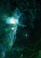 Fototapeta na wymiar Far being shone nebula and star field.
