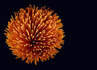 A bunch of tomato pasta on a dark background. Colored spaghetti. Red tomato pasta.