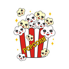 popcorn vector with cute facial expressions