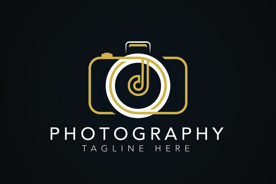 Minimalist camera photography design with letter initial D logo design