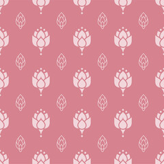 Fototapeta na wymiar Lotus seamless vector pattern. Chinese floral seamless pattern. White decoration elements of lotus flowers on pink background. Floral, oriental, japanese, asian vector background. Print texture.