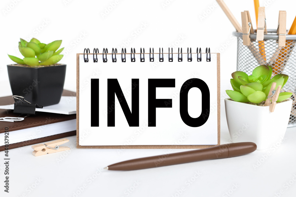 Poster info.text on notepad on white background