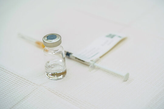 Syringe with  Covid-19 or coronavirus vaccine prepare for vaccination.