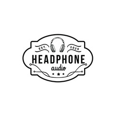 Headphone Music Audio Vintage Badge Retro Design Vector Illustration Template Icon
