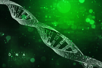 3d illustration of DNA, Science background with DNA strand technology background.