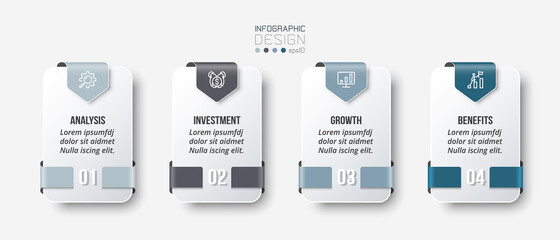 Business infographic  template with step or option design.