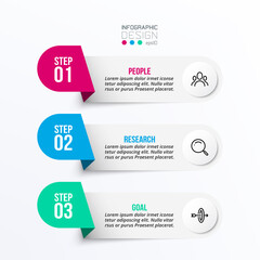 Business infographic  template with step or option design.