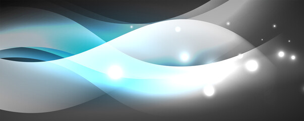 Shiny glowing neon wave, light lines abstract background. Magic energy and motion concept. Vector wallpaper template