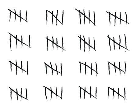 Editable Stroke Tally Marks Count Or Prison Wall Sticks Lines Counter. Logger Hash Marks Icons Of Jail Tally Numbers Counting In Slash Lines. Vector Clipart. Isolated On White Background.