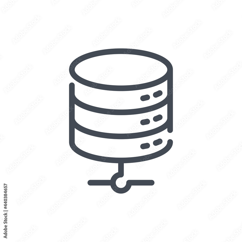 Poster connection to database line icon. server storage network vector outline sign.