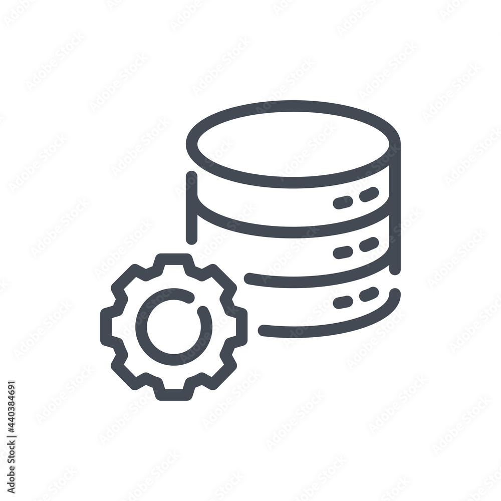 Poster database settings line icon. server storage preferences vector outline sign.
