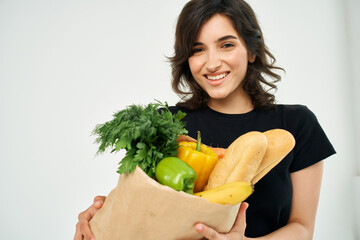 pretty woman package with healthy food vegetables