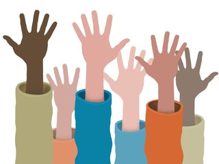 illustration of different raised hands