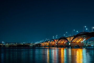 The night view of Han River Bridge in Seoul