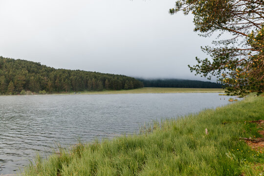 beautiful mountain lake, karachay cherkessia baduk lakes