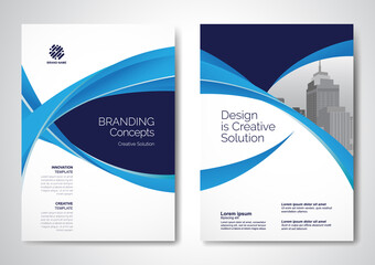 Template vector design for Brochure, AnnualReport, Magazine, Poster, Corporate Presentation, Portfolio, Flyer, infographic, layout modern with blue color size A4, Front and back, Easy to use and edit.