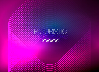 Neon color square shape lines abstract background. Shiny magic energy and motion concept, vector abstract wallpaper background