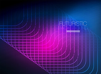 Neon color square shape lines abstract background. Shiny magic energy and motion concept, vector abstract wallpaper background