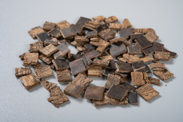 angle view herb DuZhong or Eucommiae Cortex or Eucommia Bark