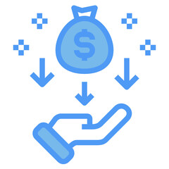 money bag blue line icon