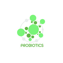 Probiotics logo. Bacteria logo. Concept of healthy nutrition ingredient for therapeutic purposes. Simple flat style trend modern logotype graphic design isolated
