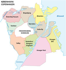 Obraz premium Administrative vector map of the danish capital Copenhagen 