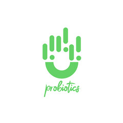 Probiotics logo. Bacteria logo. Concept of healthy nutrition ingredient for therapeutic purposes. Simple flat style trend modern logotype graphic design isolated