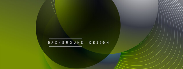 Gradient circles with shadows. Vector techno abstract background. Modern overlapping forms wallpaper background, design template