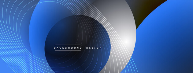 Gradient circles with shadows. Vector techno abstract background. Modern overlapping forms wallpaper background, design template